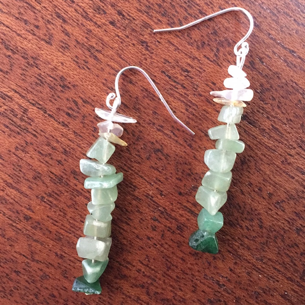 Solid 925 silver and stone earrings